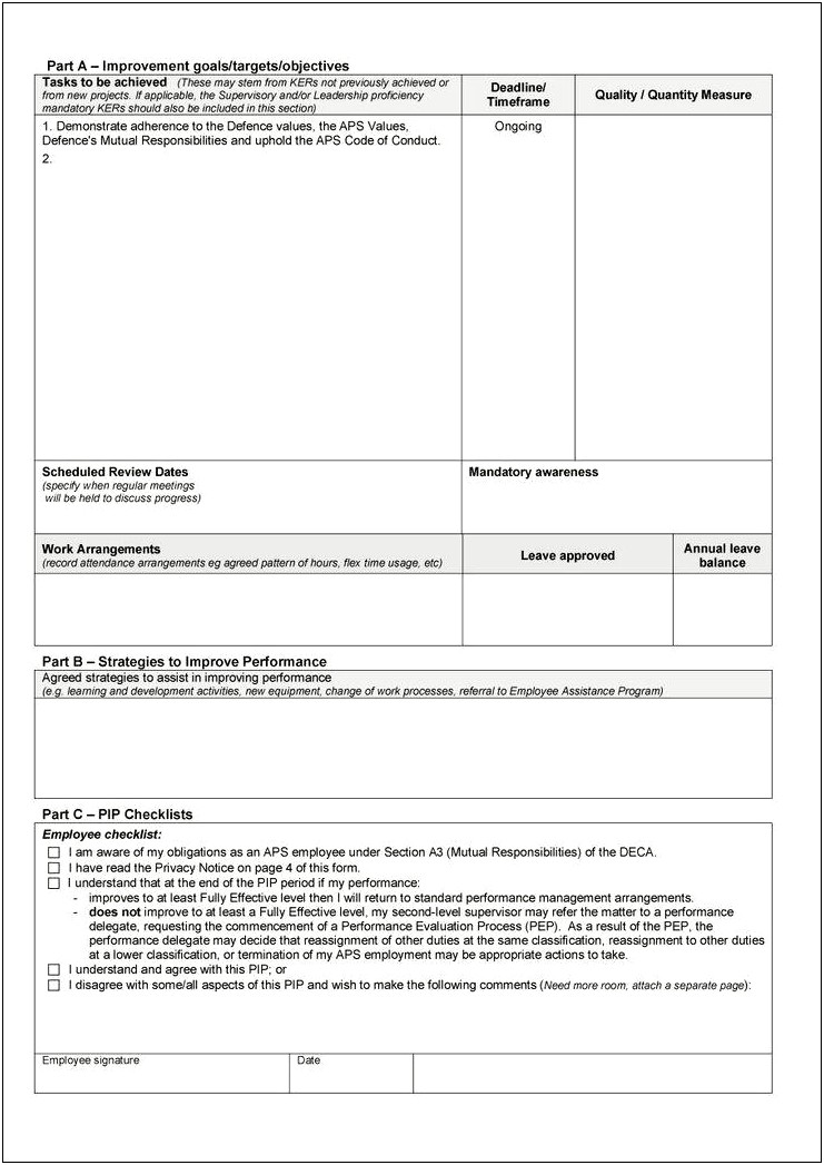 Employee Performance Improvement Plan Template Download Social Justice