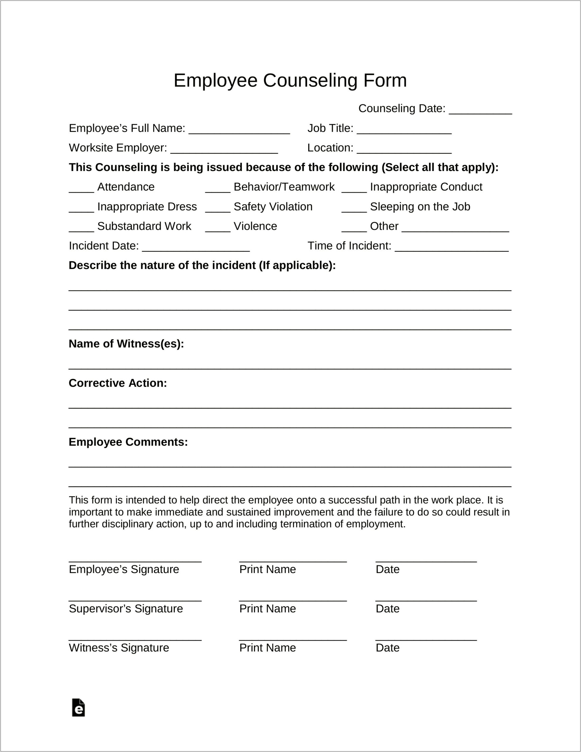 Employee Performance Incident Report Template Word