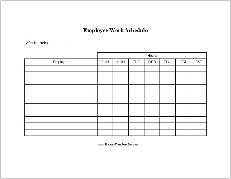 Employee Work Schedule Template Word Doc