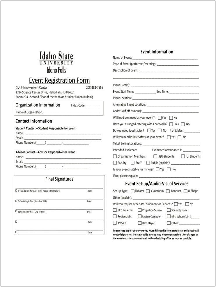 Event Registration Form Microsoft Word Template