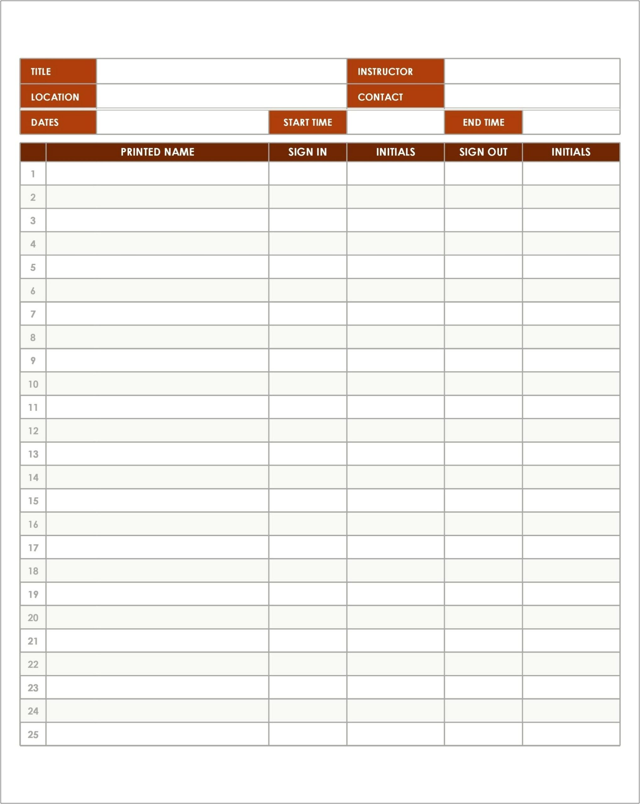 Event Sign In Sheet With Logo Template Word