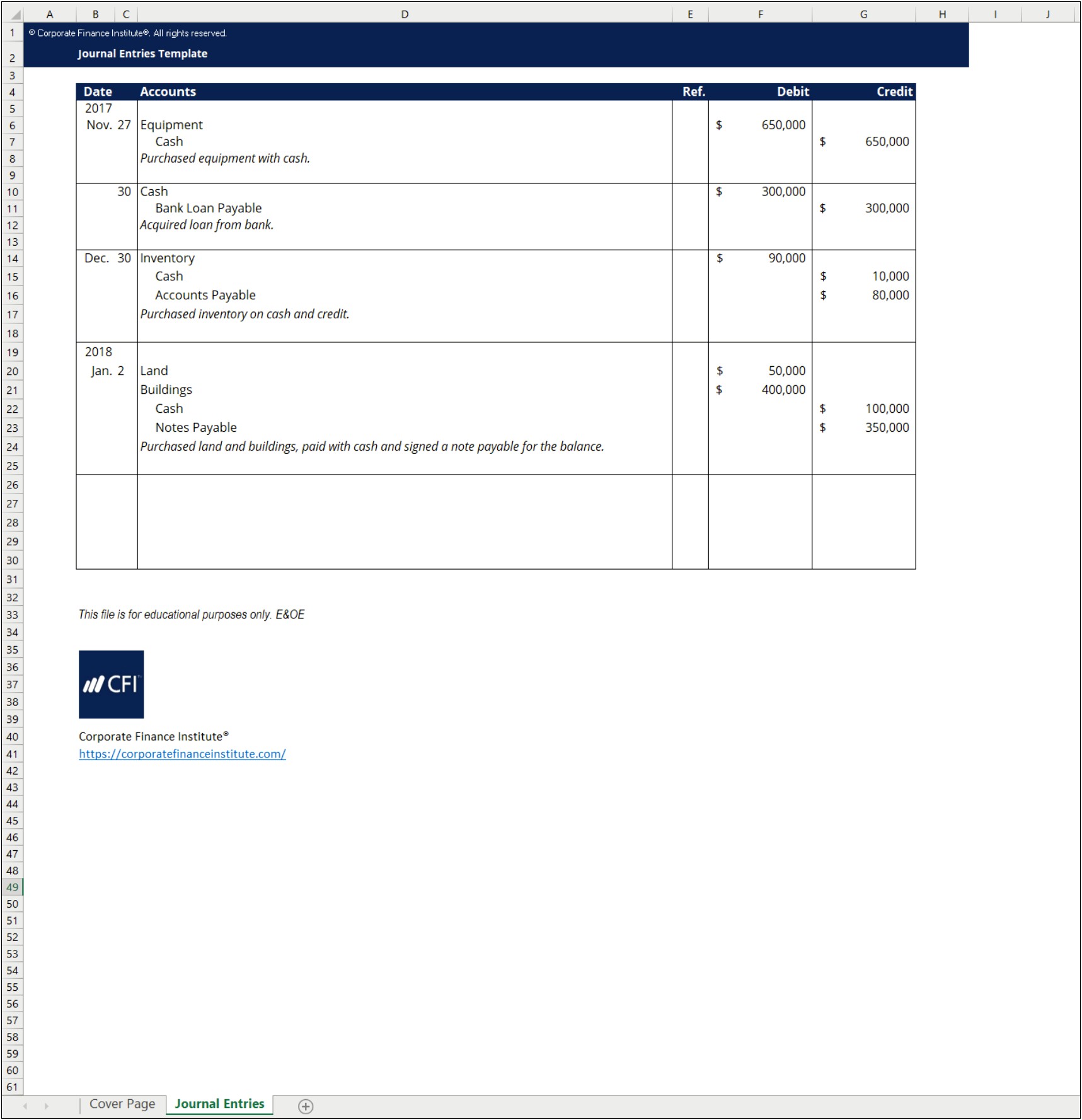 Excel Ledger Template With Debits And Credits Download