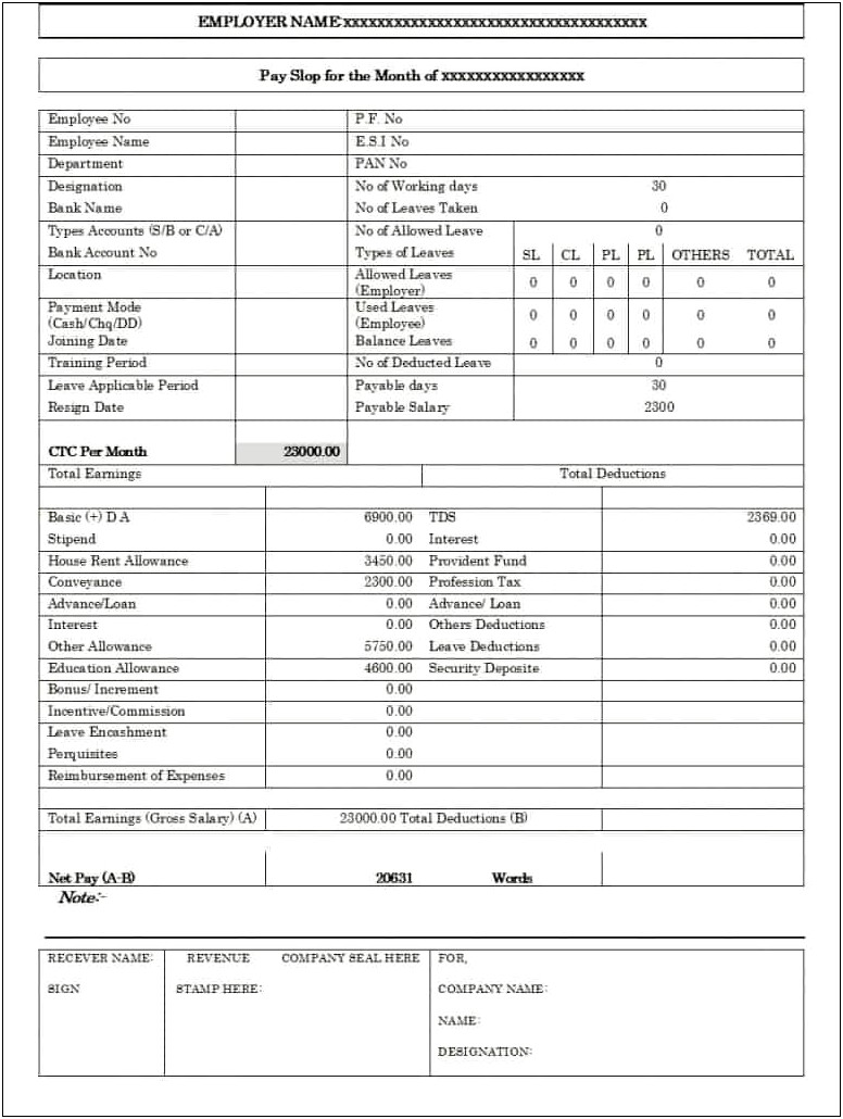 Excel Payslip Template Download South Africa