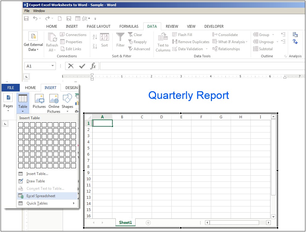 Exporting Excel Into Word Report Template