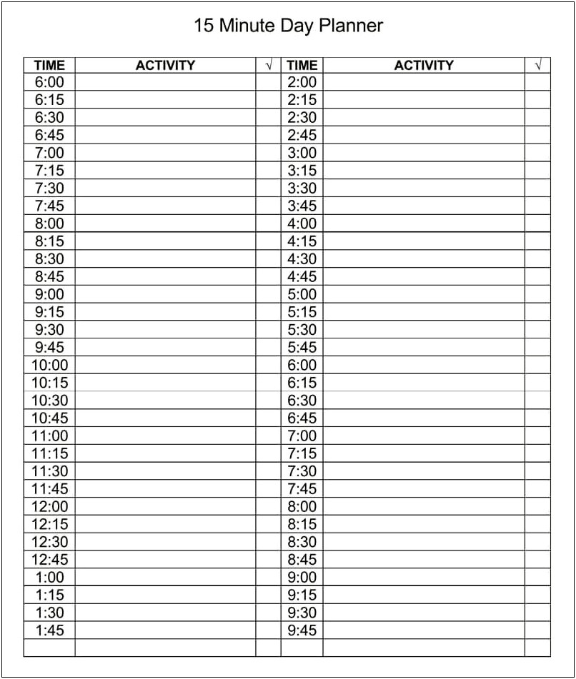 Family Daily Schedule Template Word Download