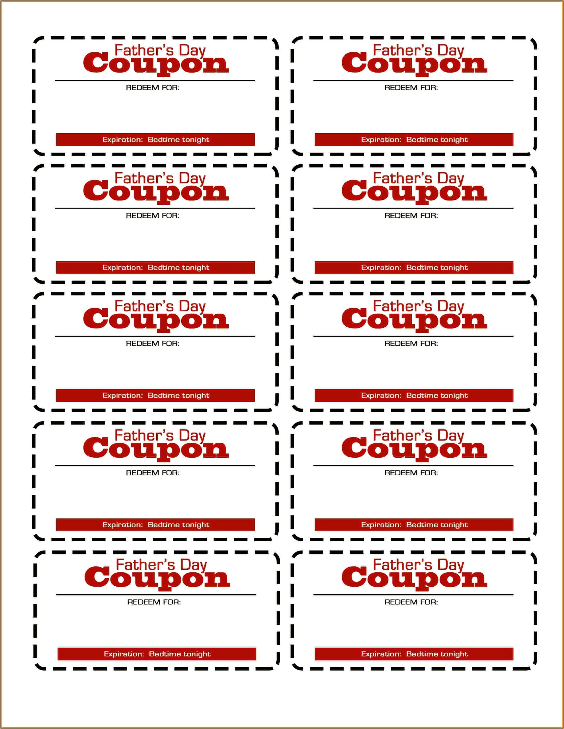 Father's Day Coupon Template Word