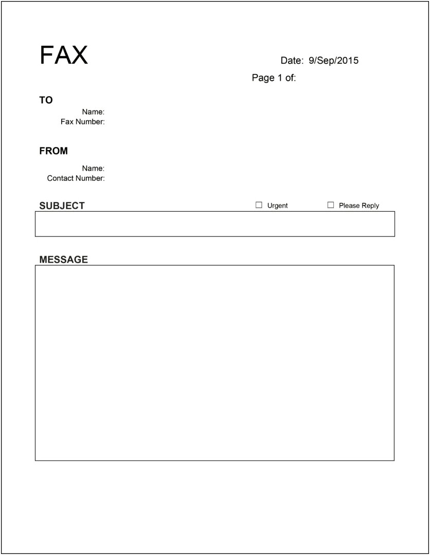 Fax Cover Sheet Template For Microsoft Word Dot