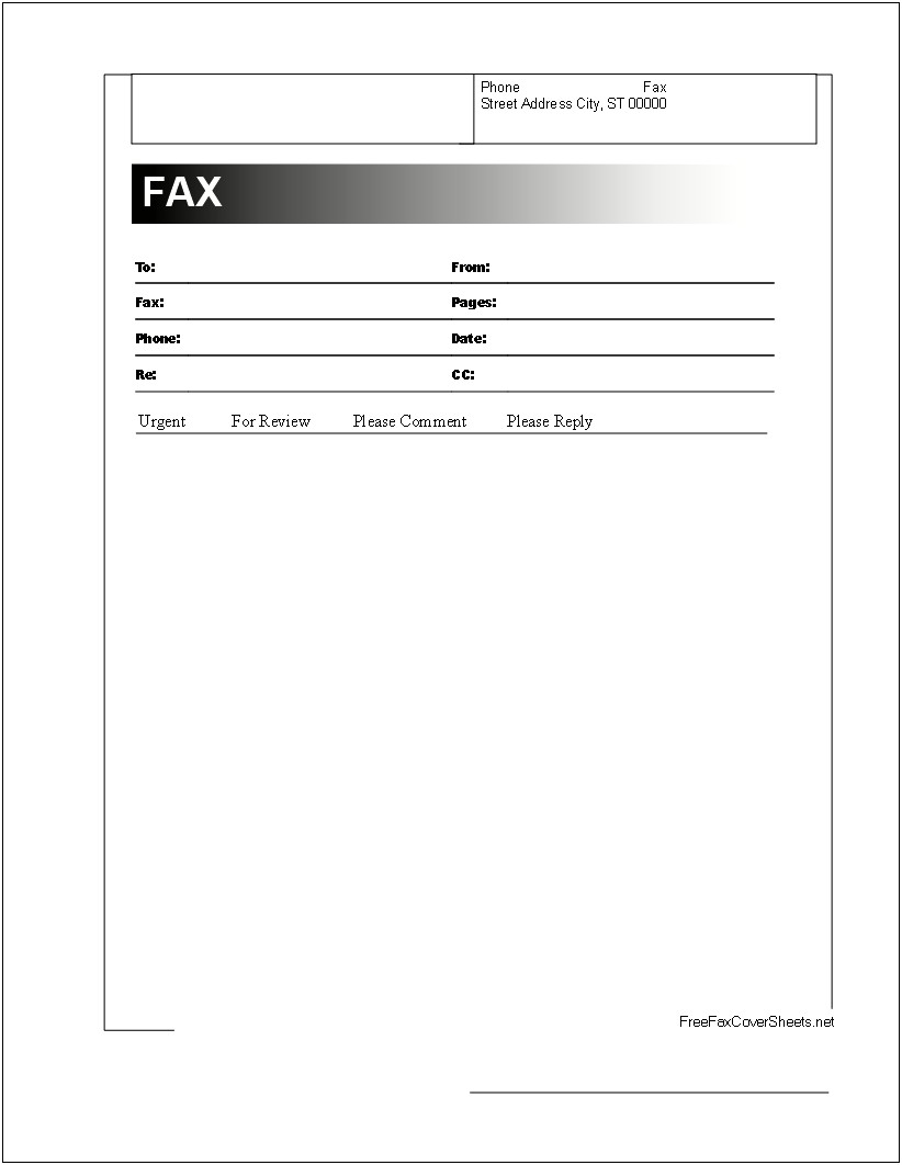 Fax Cover Sheet Template In Microsoft Word