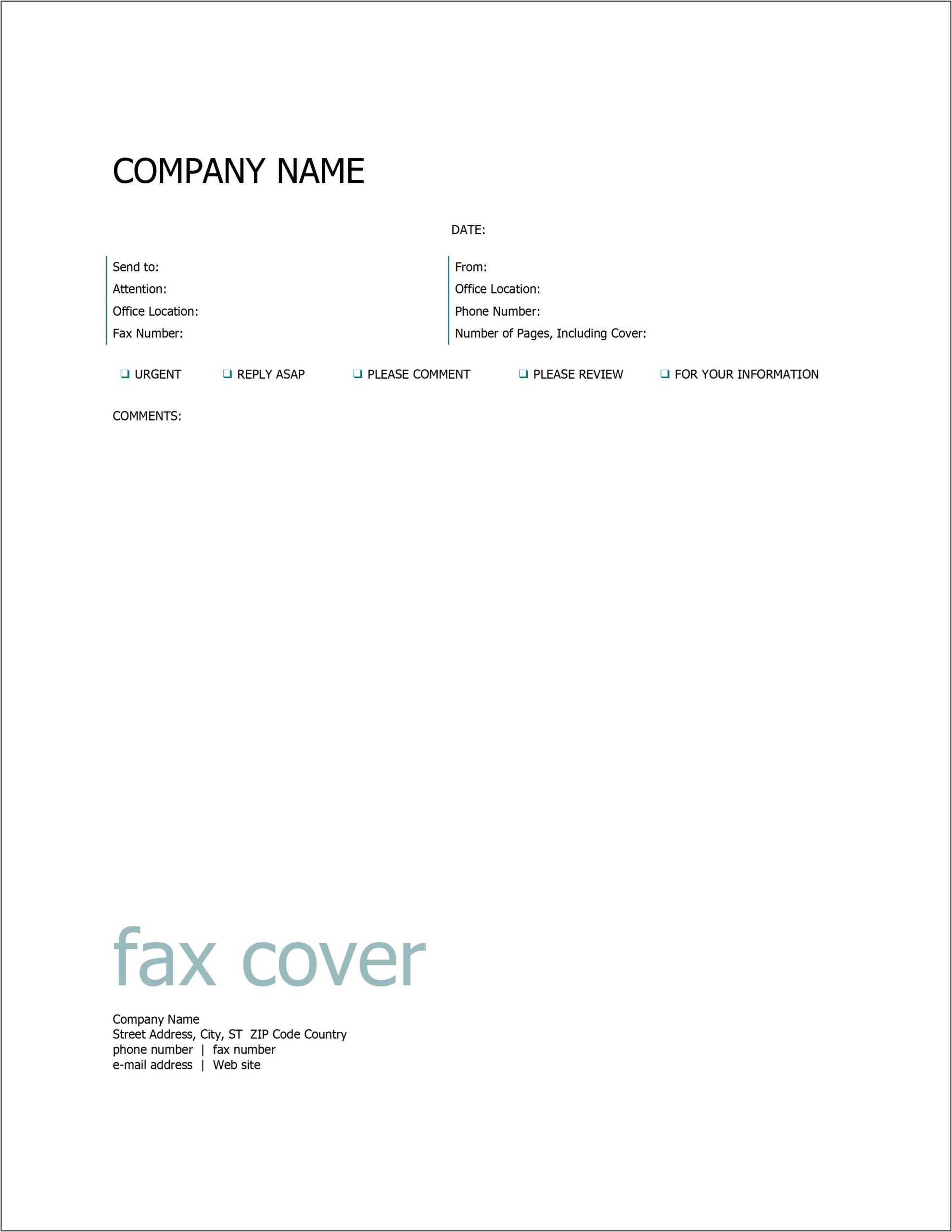 Fax Cover Sheet Template Word 2007