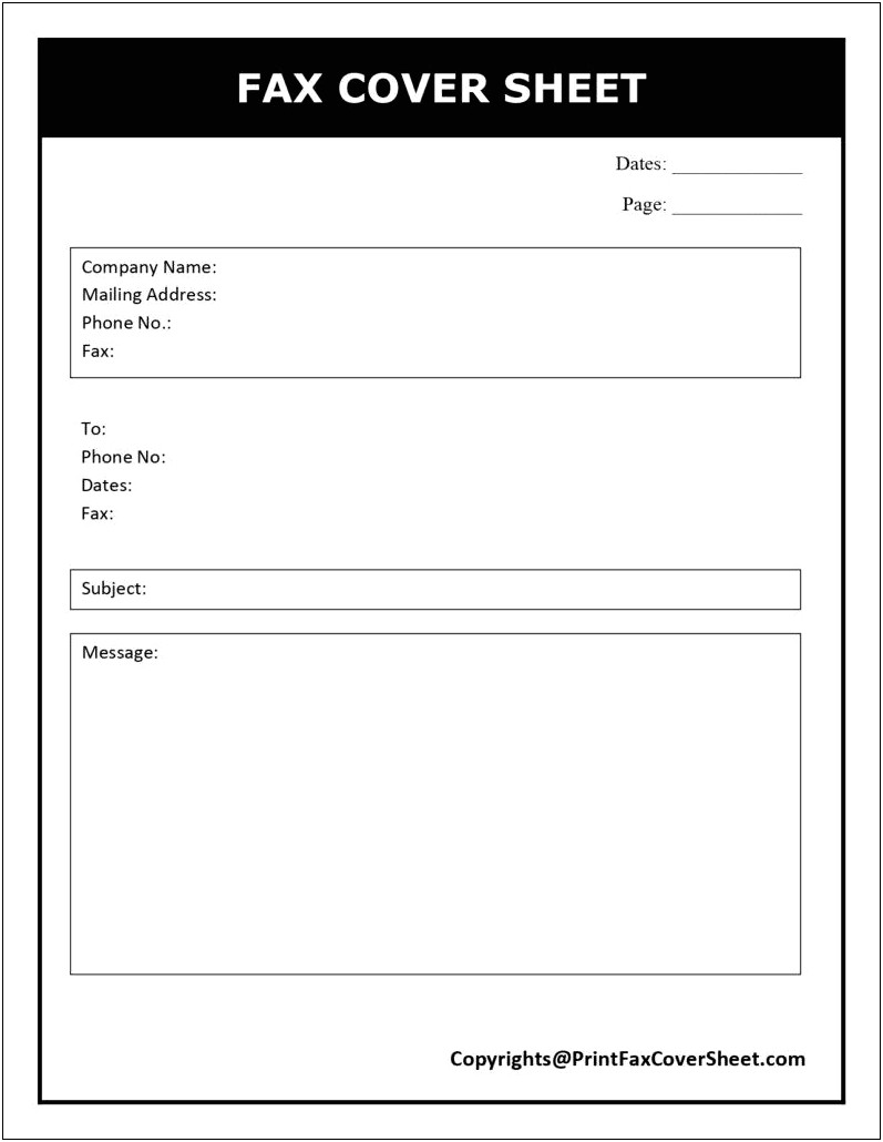 Fax Cover Sheet Word 2010 Template