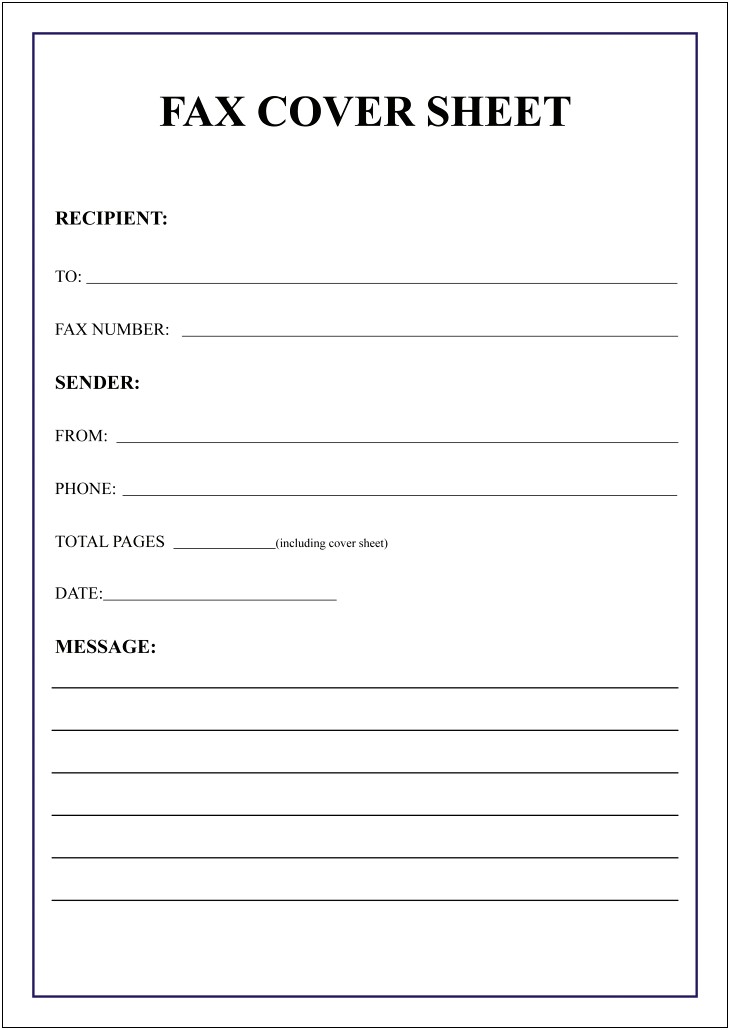 Fax Cover Sheet Word Doc Template