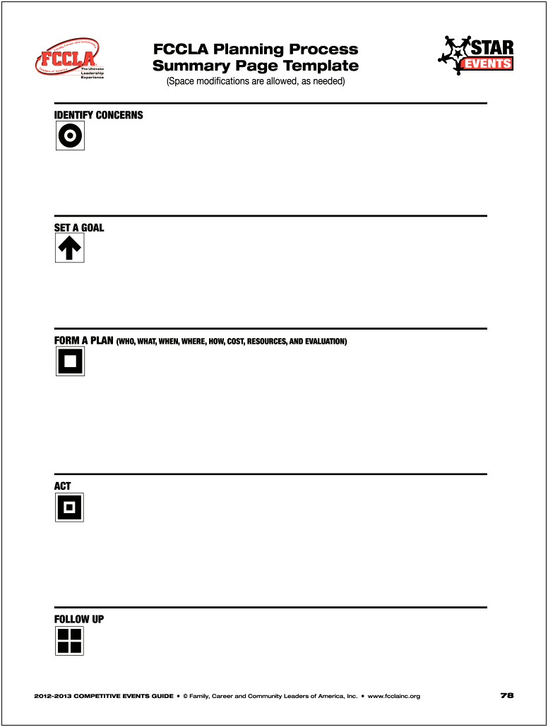 Fccla Planning Process Template Word Document