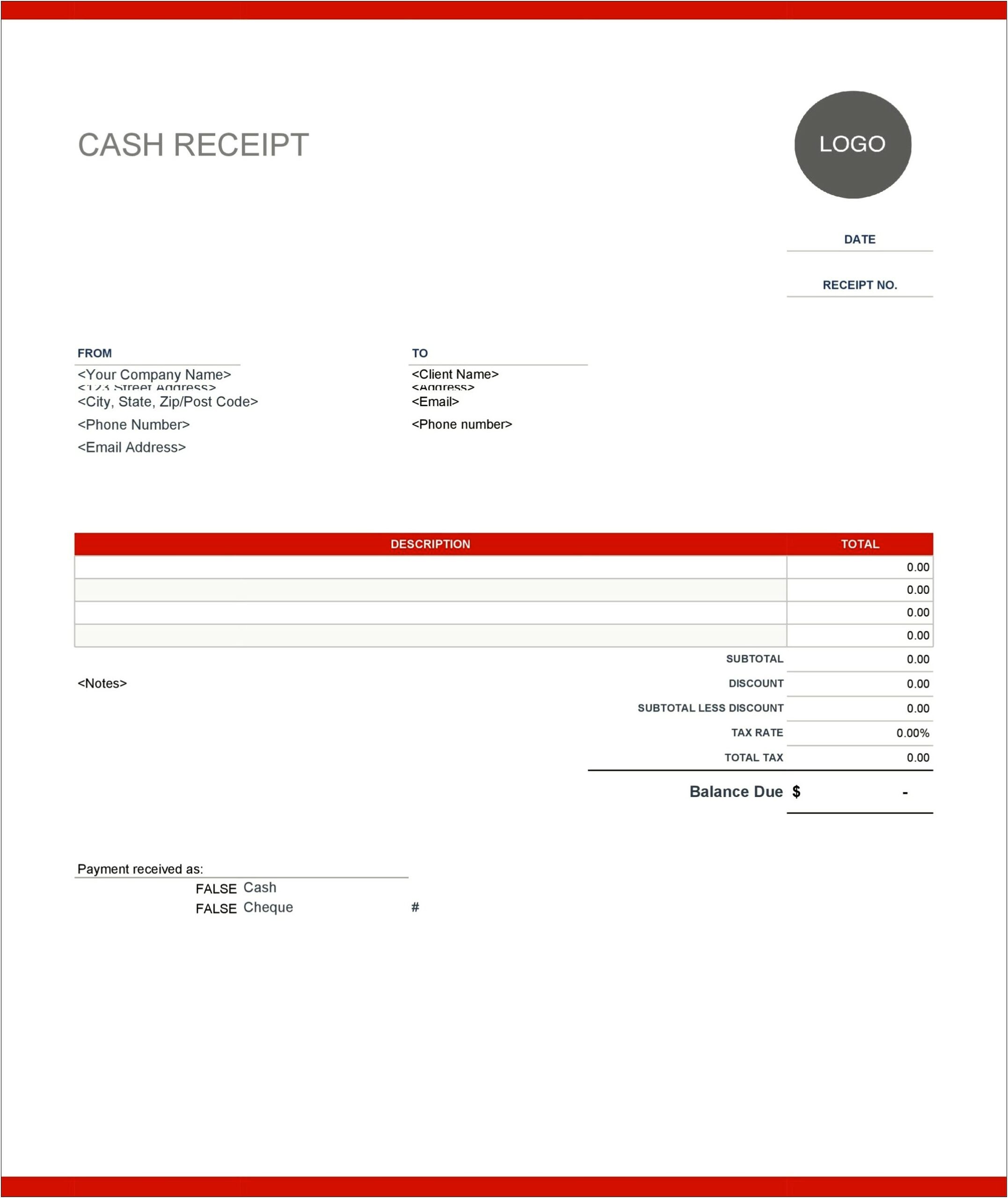 Fillable Cash Receipt Template Word Doc For Trip