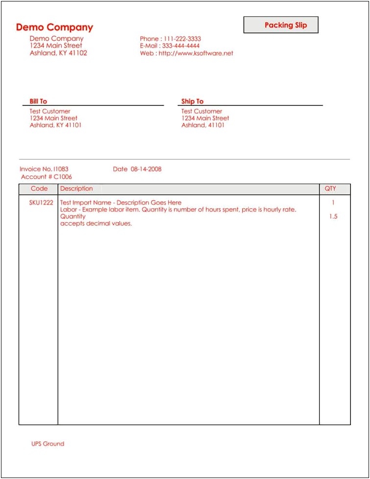 Fillable Packing Slip Template For Word