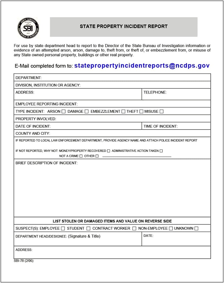 Fillable Police Incident Report Form Template Word