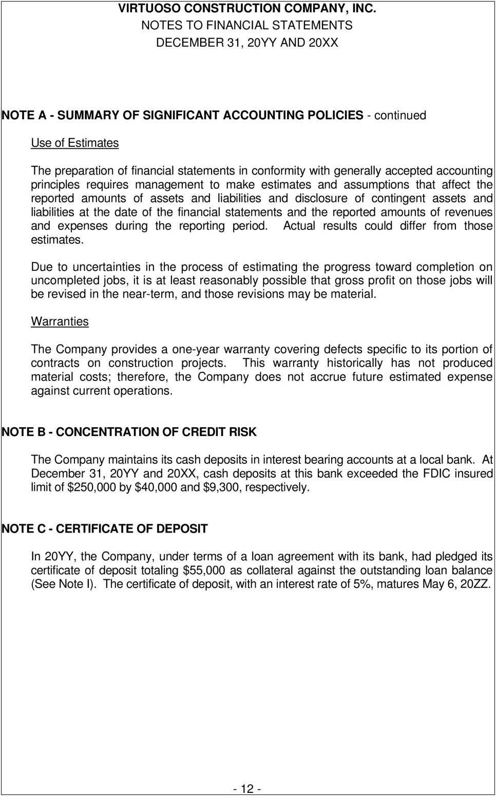 Financial Audit Report Template Word For Construction Companies