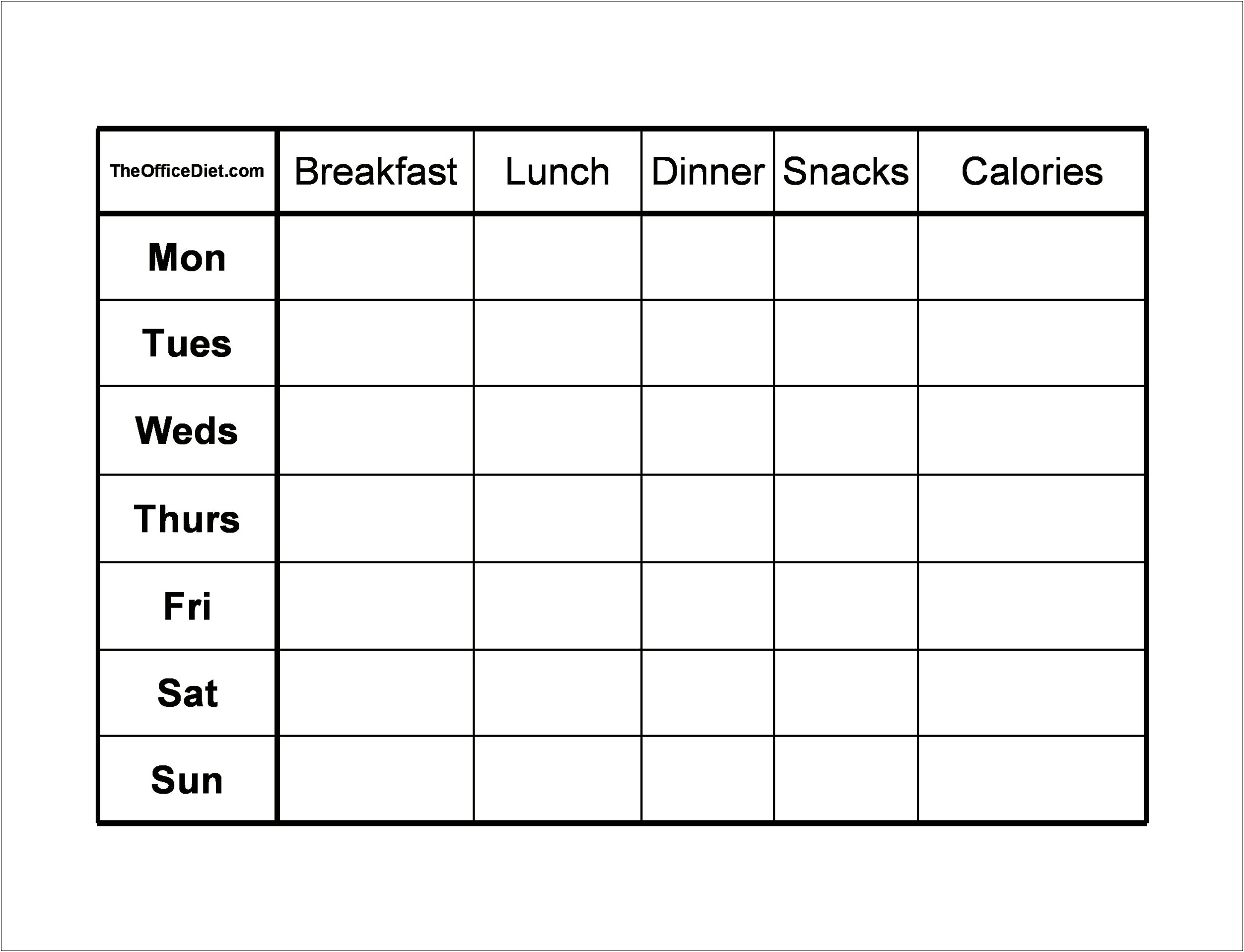 Food And Exercise Diary Template Word
