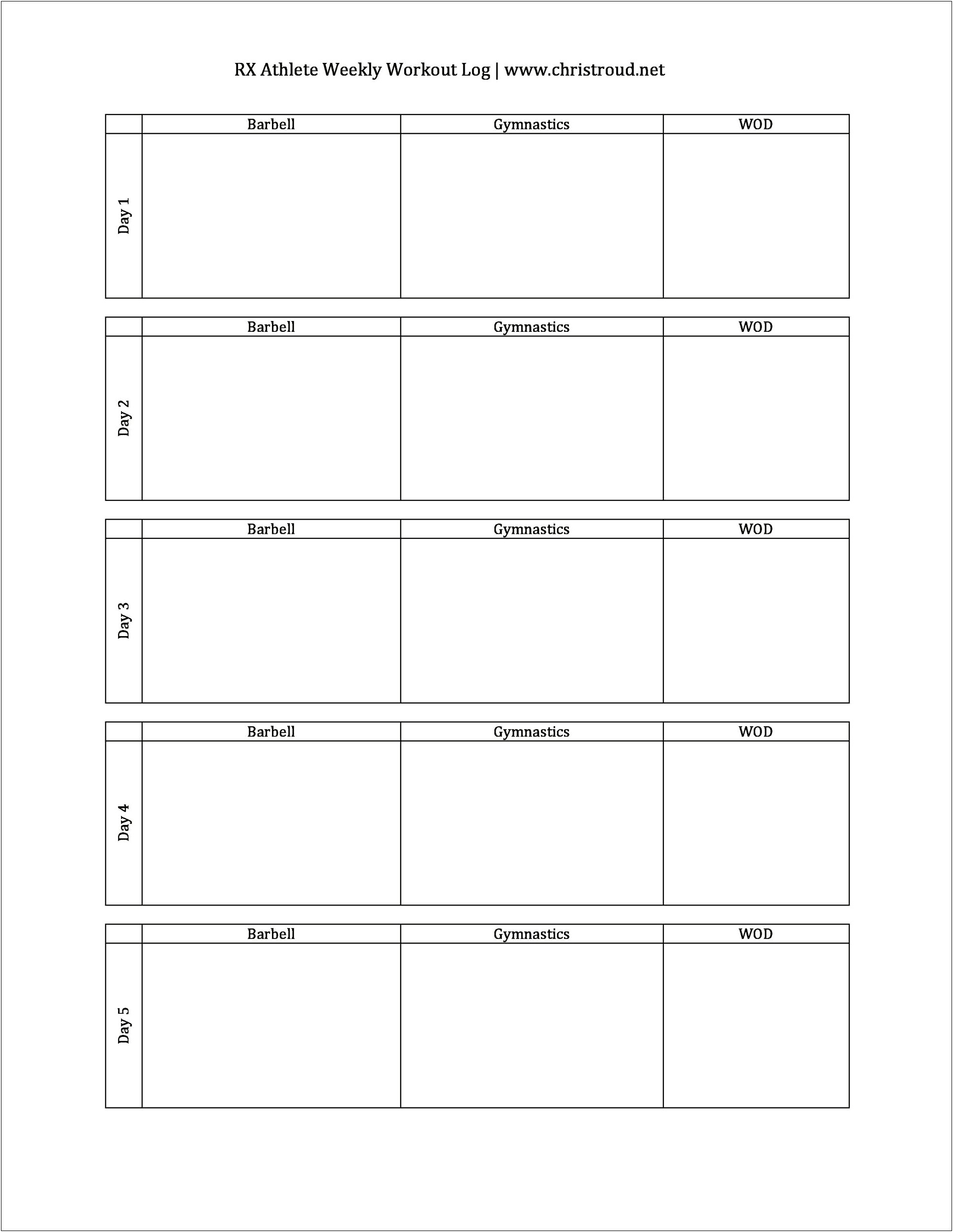 Food And Exercise Log Template Word