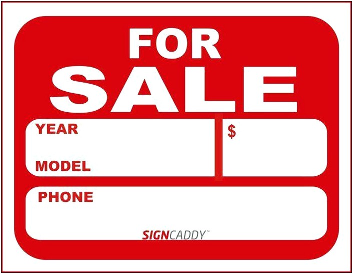 For Sale Sign Car Word Template