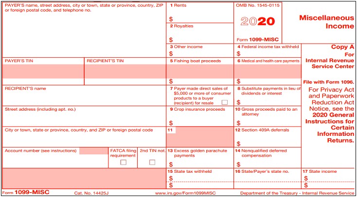 Form 1099 Misc 2014 Template Word