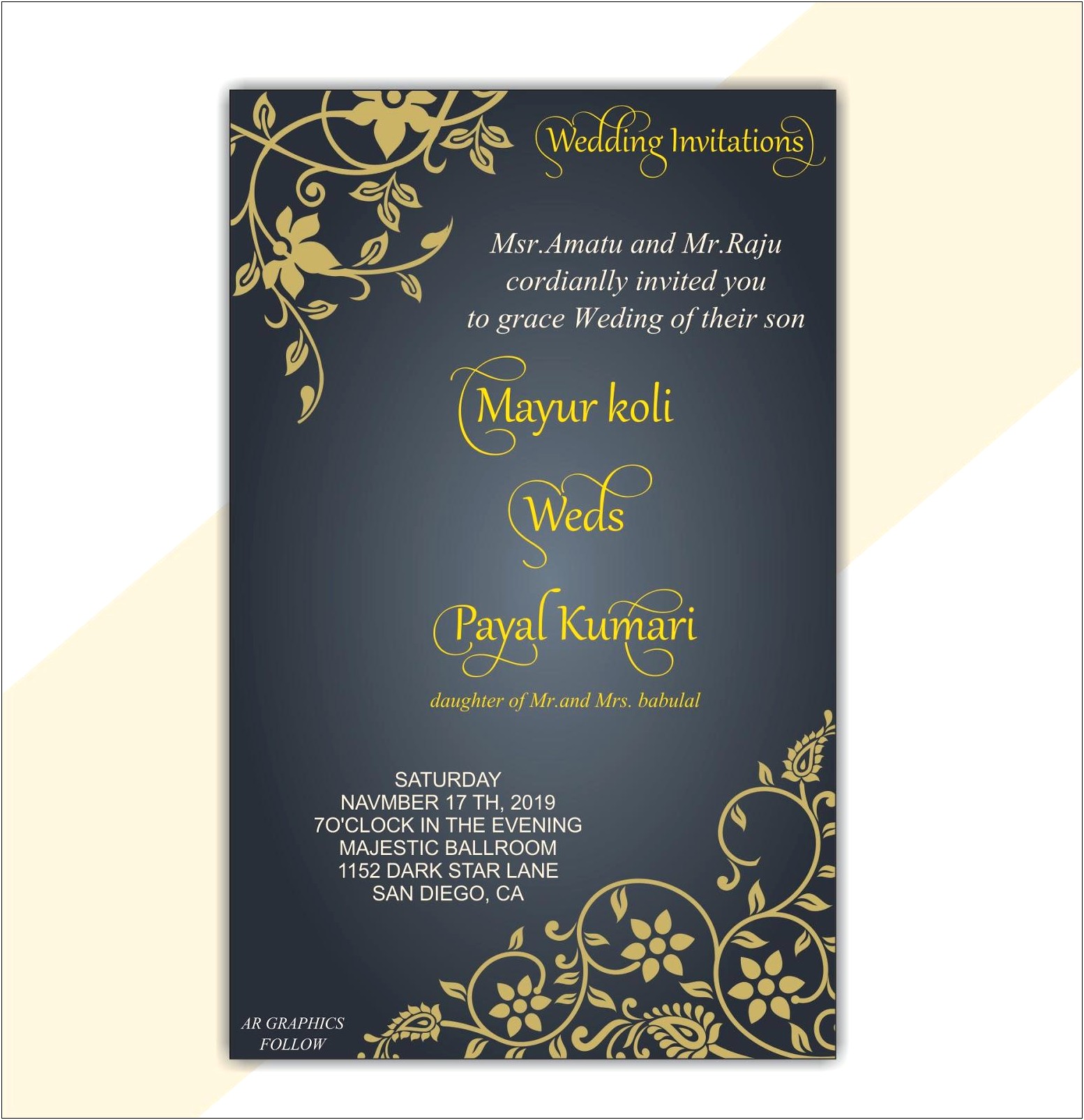Format Of Wedding Invitation Card In Hindi
