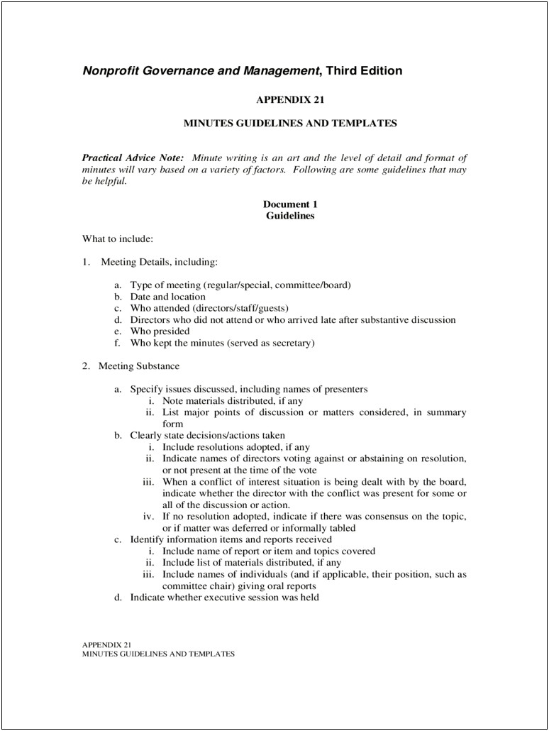 Foundation Board Meeting Minutes Template Word