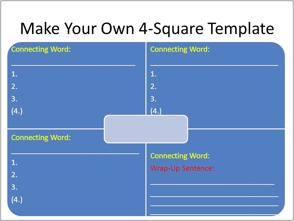 Four Square Writing Template Microsoft Word
