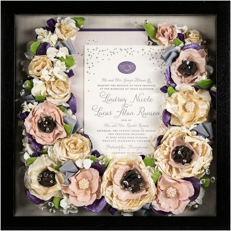 Framing A Wedding Invitation Using Dried Flowers