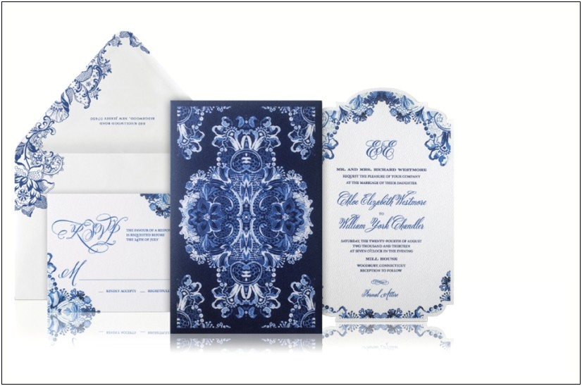 Free Blue And White Wedding Invitations