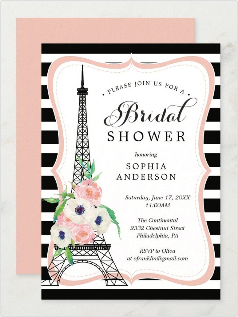 Free Digital Paris Wedding Shower Invitations