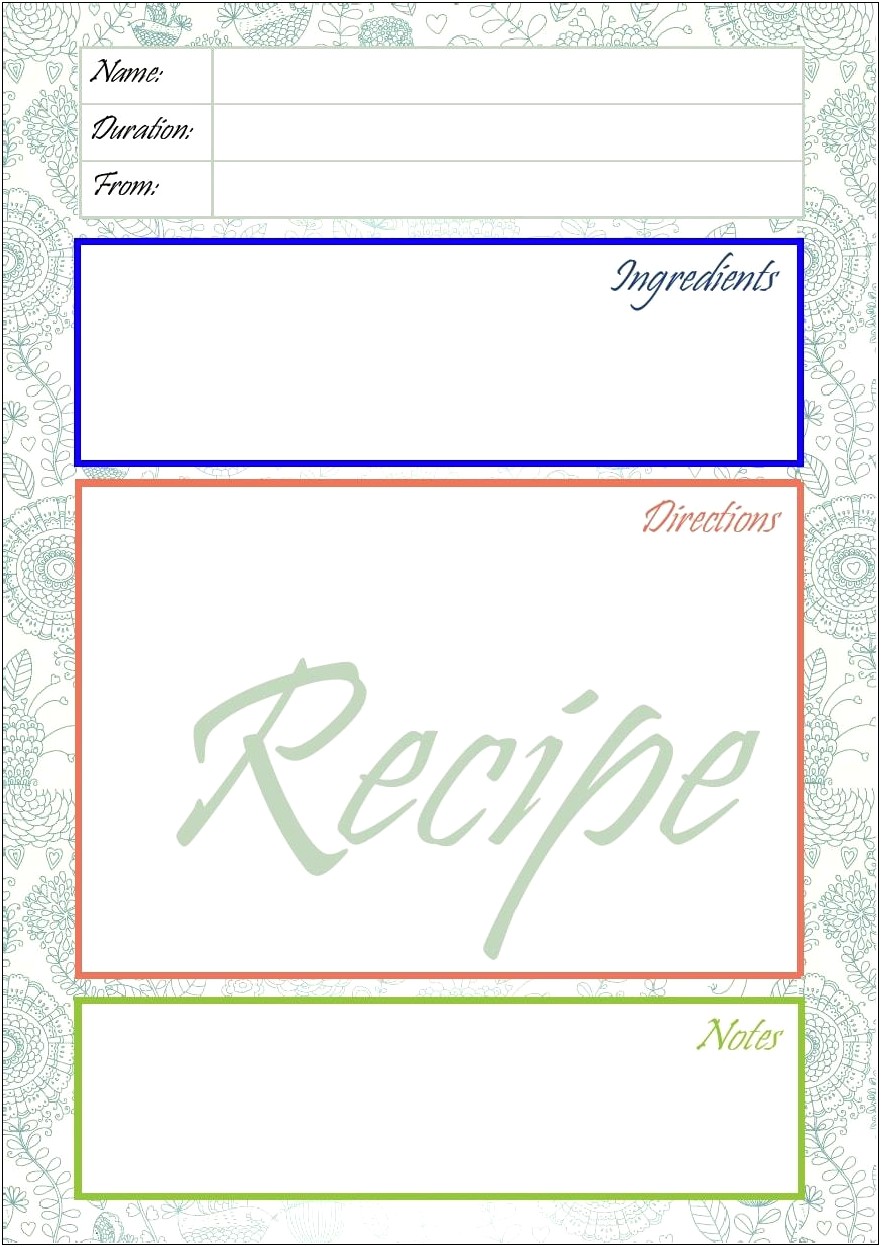 Free Recipe Card Templates Word Avery