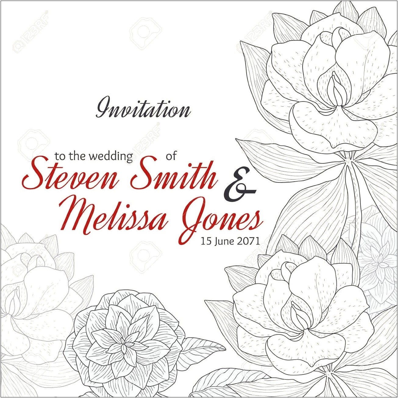 Free Red Black And White Wedding Invitations
