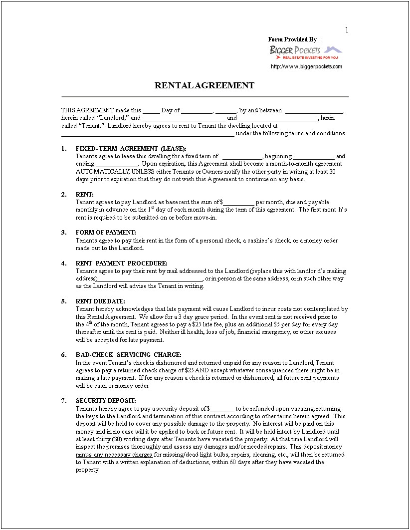 Free Rental Agreement Template For Word