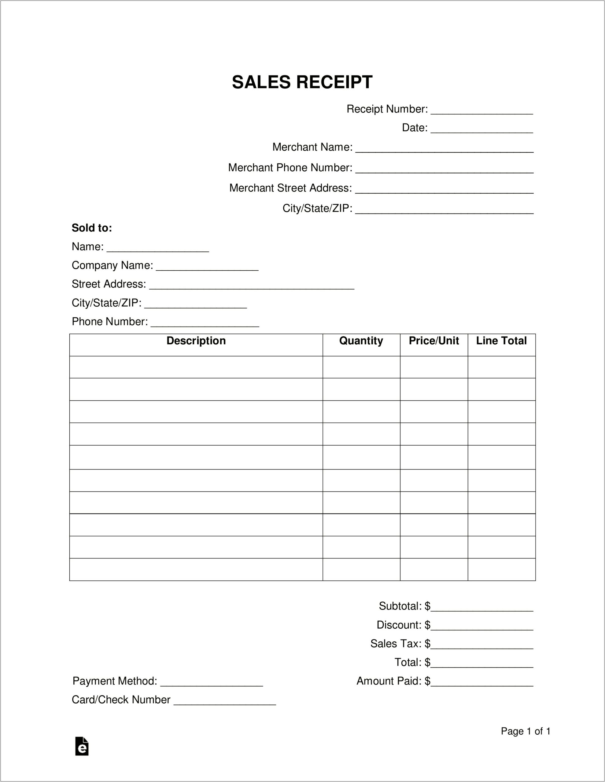 Free Sales Receipt Templates For Word