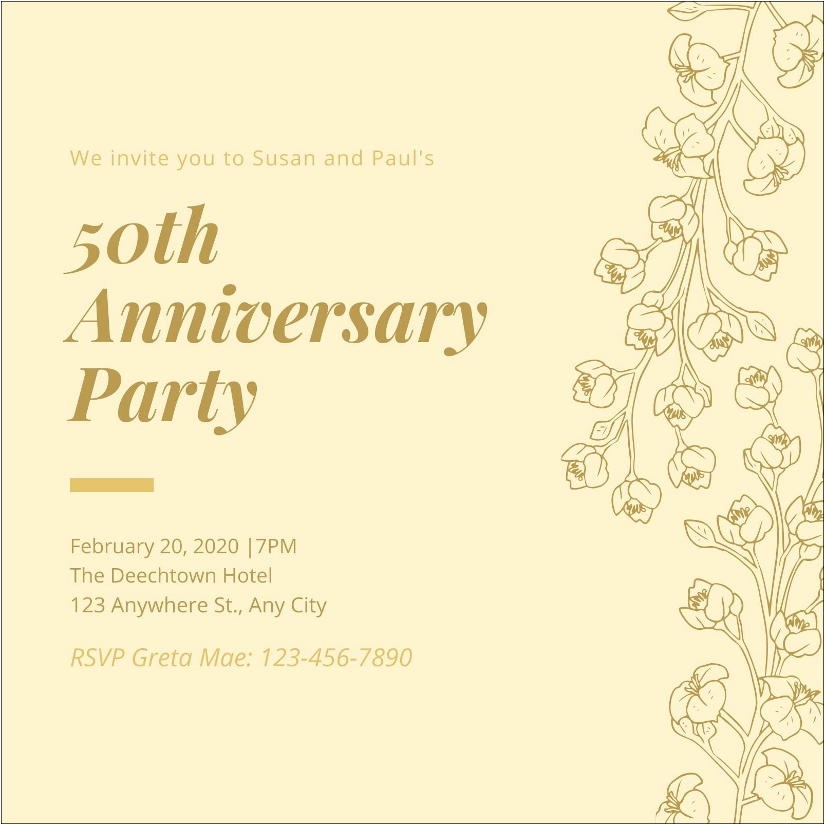 Free Sample 50th Wedding Anniversary Invitations