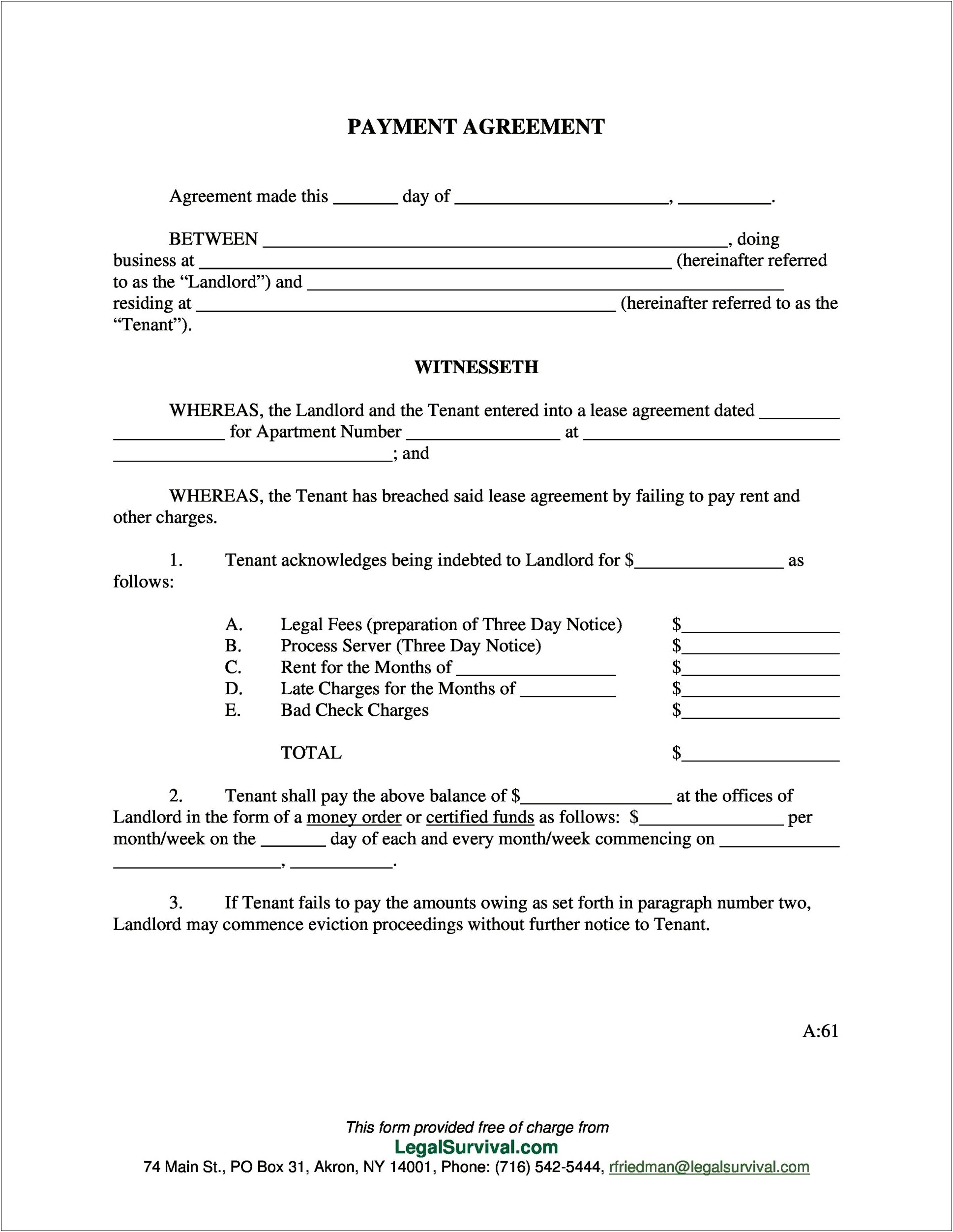 Free Simple Payment Agreement Template Word