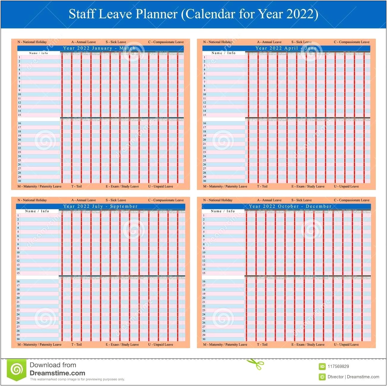 Free Staff Holiday Planner Template Download