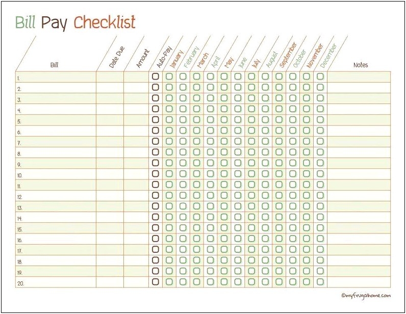 Free Word Bill Payment Checklist Template