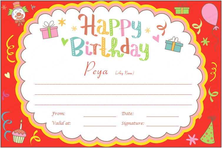 Free Word Document Birthday Certificate Template