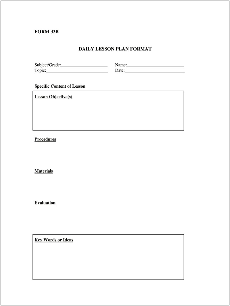 Free Word Document Lesson Plan Template