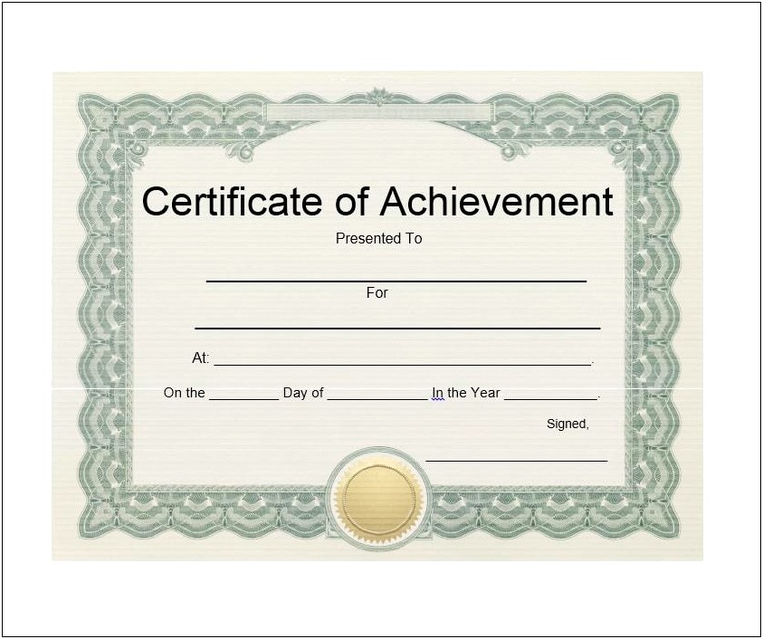 Free Word Template Certificate Of Achievement