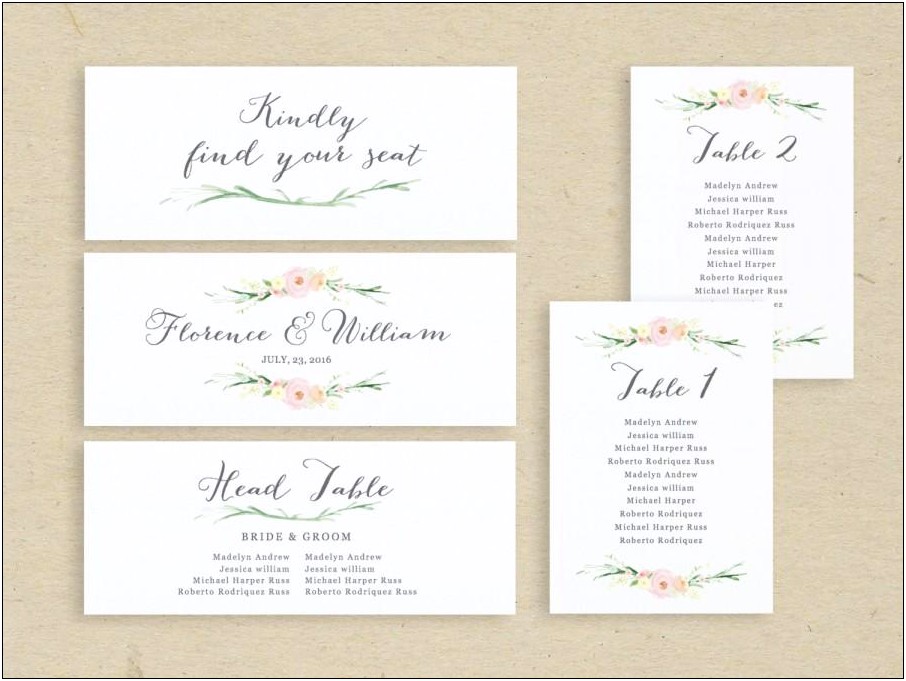 Free Word Template Table Numbers Wedding