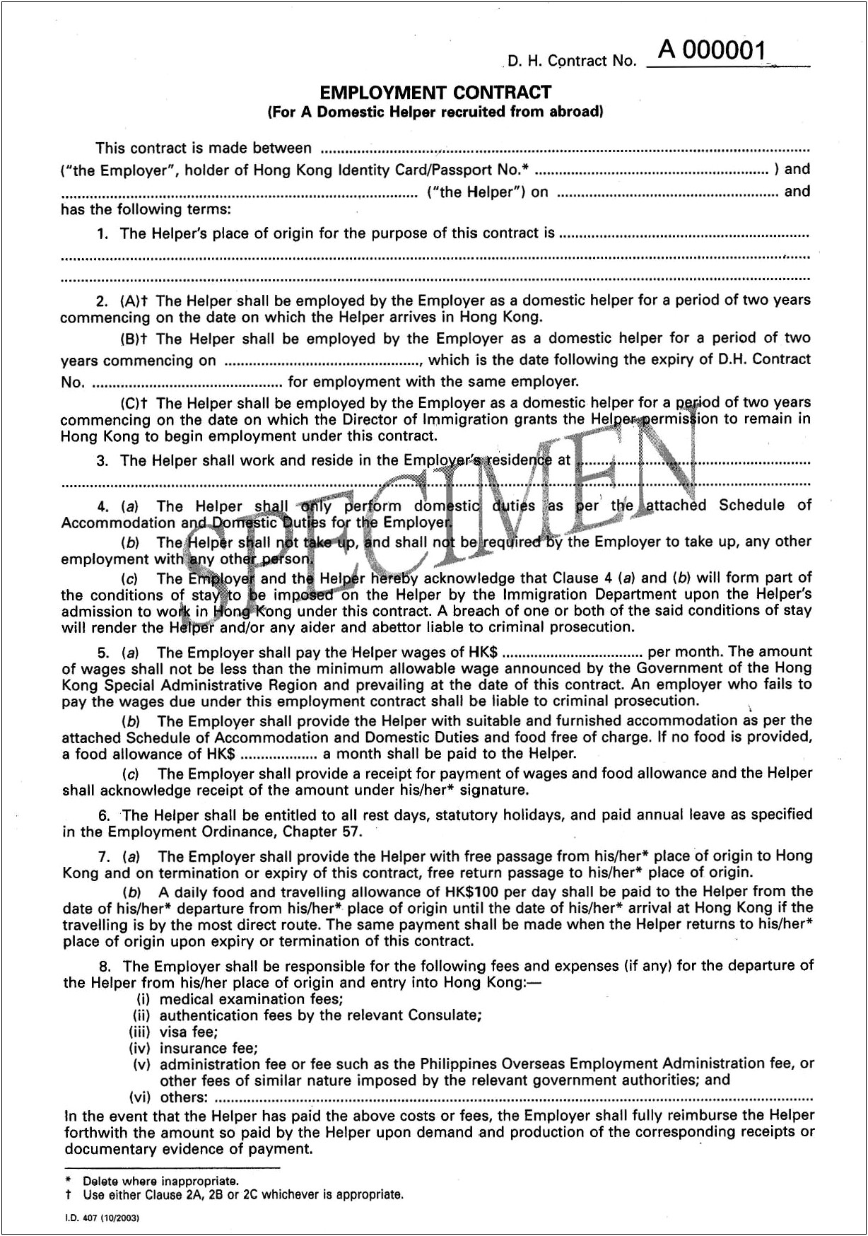 Free Word Templates For Employment Contracts