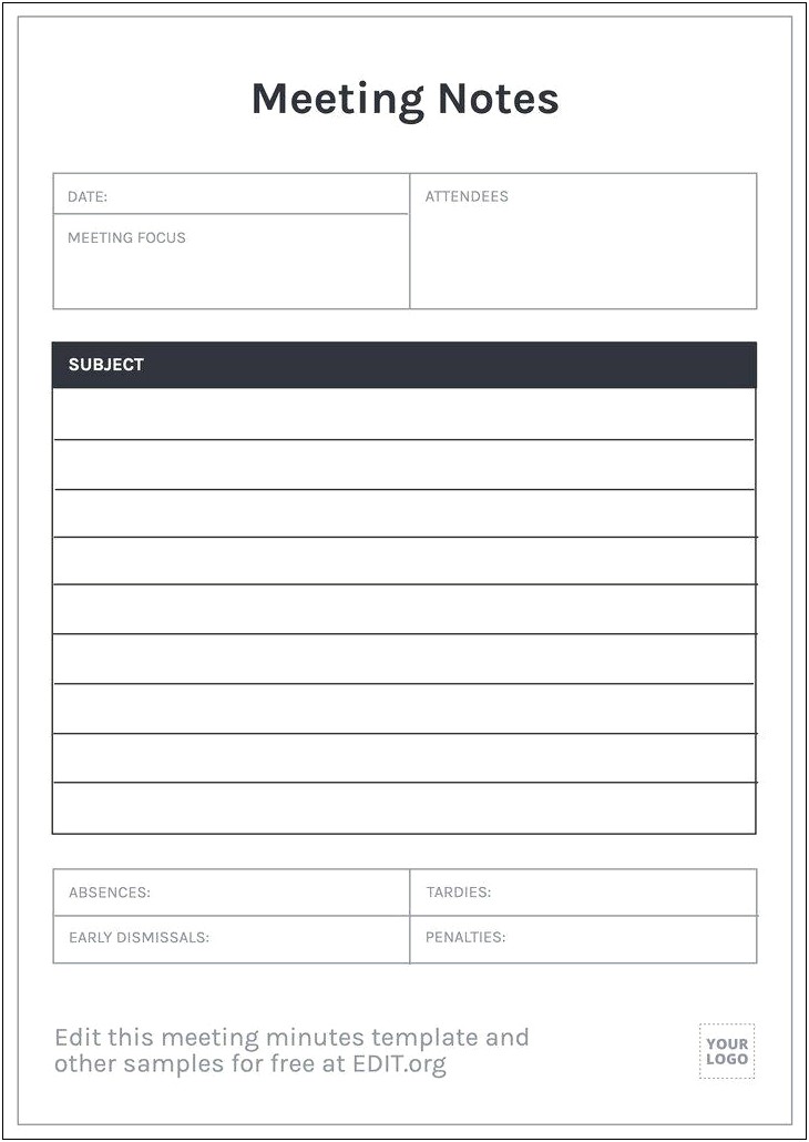 Free Word Templates For Meeting Minutes