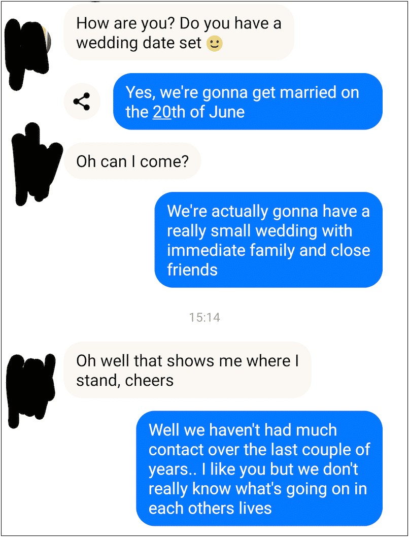 Friend Did Not Invite Me To Wedding