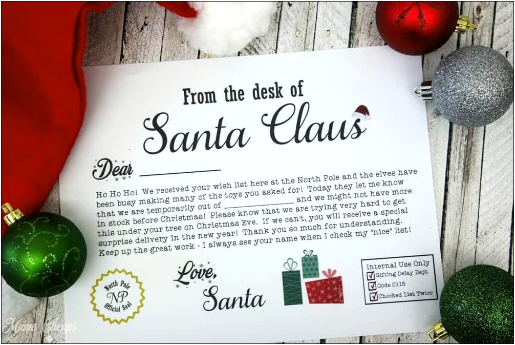 From Santa Letter Template Word Doc