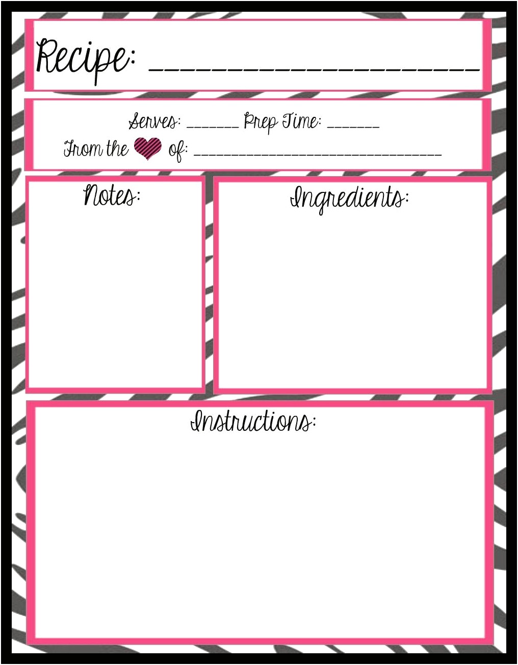 Full Page Recipe Card Template Word