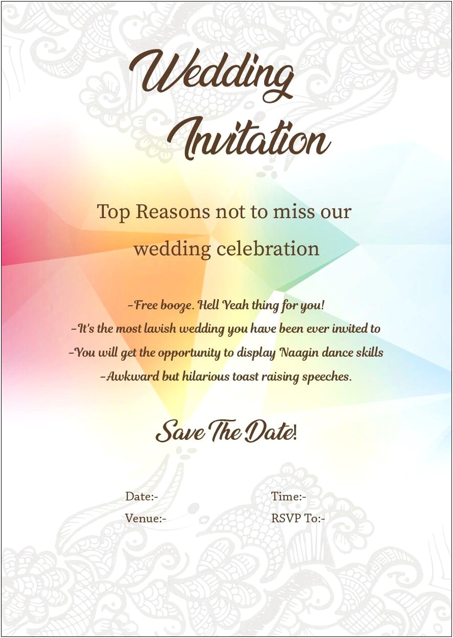 Funny Wedding Invitation Quotes For Friends In English