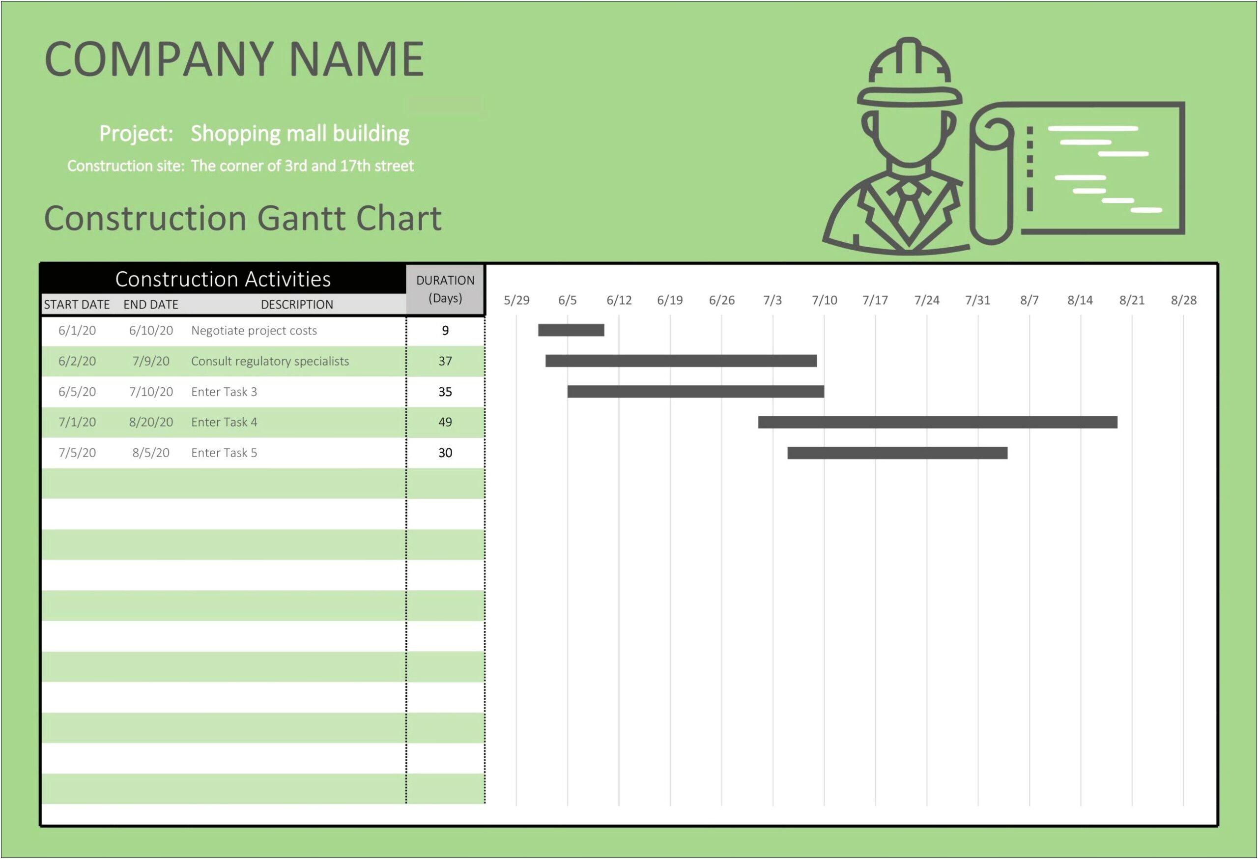 Gantt Chart Template For Excel Pro Download