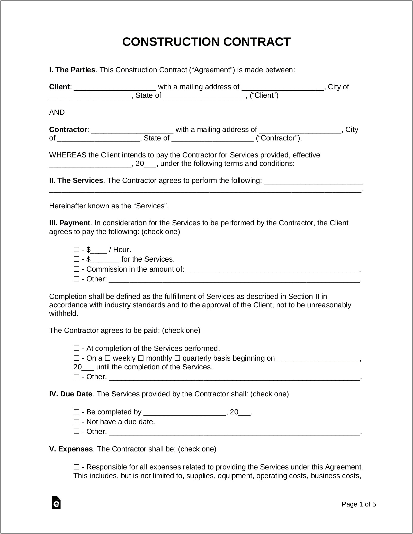 Gc To Subcontractor Simple Agreement Template Word